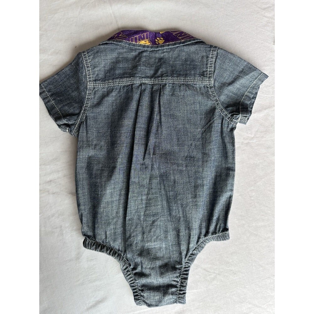 UNI Panthers babyGAP Denim Bodysuit Custom Purple & Gold Northern Iowa 12-18 mo - Picture 4 of 7